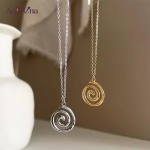 AqToCna Kim Loại Rỗng Vortex Xoắn Ốc Mặt Dây Chuyền Nelace Cho Nữ Punk Cavicle Dây Xích Nelace Trang Sức AqToCna