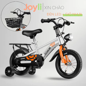 Xe Đạp Thể Thao Trẻ Em Cho Bé 2 - 7 Tuổi, Bánh Phụ, Phanh đôi, Đèn LED Ban Đêm