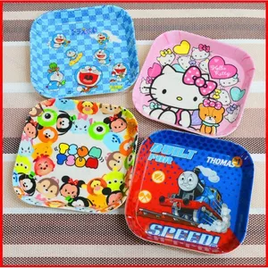ST2 Hello Kitty Hoạt Hình Miamine Đĩa Nhỏ Đĩa Ăn Nhẹ Dễ Thương Khô Đĩa Trái Cây Thomas PAW Patrol Frozen TS2