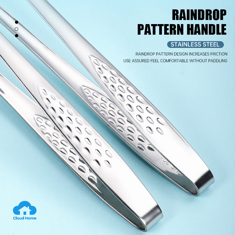 🌤️COD🌤️Kẹp gắp thức ăn inox 304 mẫu mới cán dài Tay cầm dài Kẹp thịt nướng đường chống trượt Bít tết 19/24/28CM