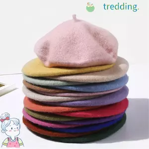 Mũ nồi len TREDDING491 Màu trơn Baggy Mùa đông Mũ nồi nỉ ấm áp