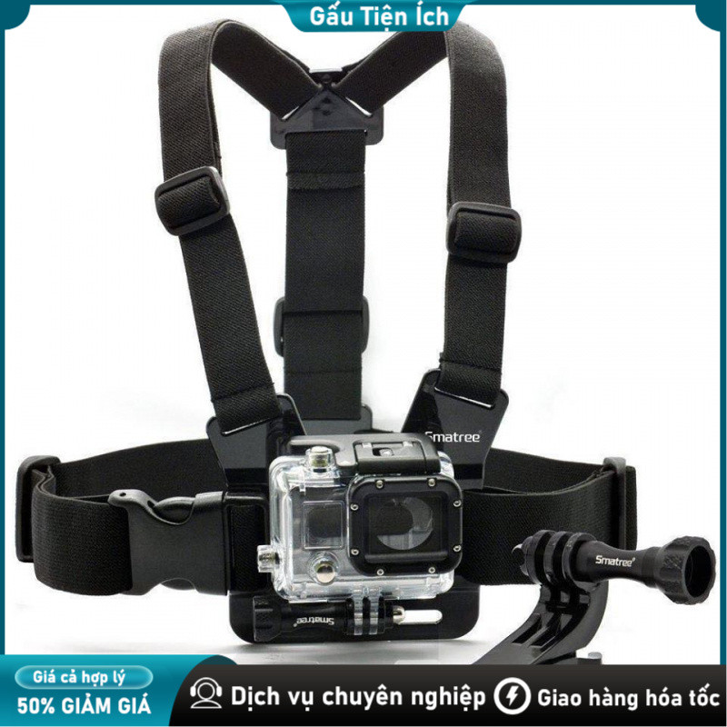 Dây đeo ngực thể thao đa năng 5in1, kèm bộ chuyển đổi gắn điện thoại Bộ dây đeo ngực, Quay video POV,Kèm mount adapter