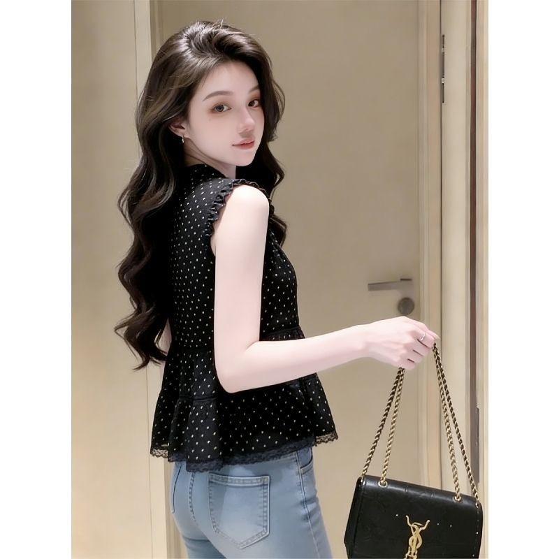 [Thời gian có hạn Seckill] Áo sơ mi voan không tay Agaric Edge phong cách Pháp dành cho nữ 2026 Phong cách mới Mùa hè Áo sơ mi nhỏ tinh tế thời trang Áo giảm tuổi