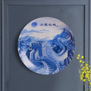 G0QF Jingdezhen Gốm Trang Trí Tấm Xanh Trắng Sen Tấm Treo Tấm Hiện Đại Trang Trí Nhà Cửa Thủ Công Trang Trí