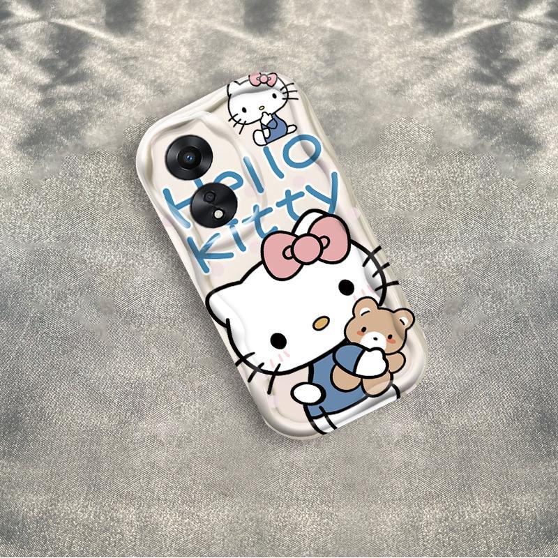 Thích hợp cho OPPO A18 A38 A58 A60 A17 A17K 4G 3D Điện thoại thông minh TPU mềm Kitty Rilakkuma Vỏ điện thoại chống sốc