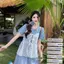 Size lớn Phiên bản Hàn Quốc Vai trước Chấm bi Sling Cardigan Slimer Look Áo thun ngắn