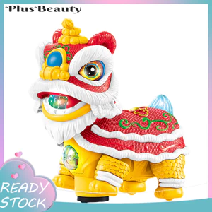 < Pluscloth > Đồ chơi khiêu vũ sư tử điện cho trẻ em có đèn Led Âm nhạc Lắc đầu đi bộ Sư tử hoạt hình cho trẻ mới biết đi Bé trai Bé gái – Pin quà tặng trang trí lễ hội năm mới của Trung Quốc