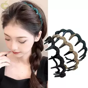 Băng đô thể thao ROLY, Vòng tóc chống trượt họa tiết da báo, Lược sóng ngọt ngào Phụ kiện tóc hình chữ U màu trơn dành cho nữ
