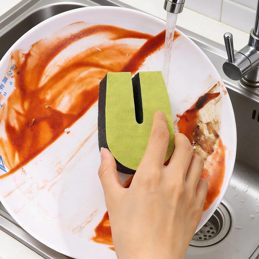 Bọt biển làm sạch hai mặt hình chữ U đa năng cho chậu rửa bát nhà bếp