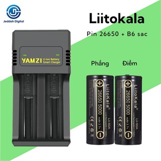 Pin sạc Liitokala Lii-50A 3.7V 5000mAh 26650 cho đèn pin và bộ sạc YAMZI.