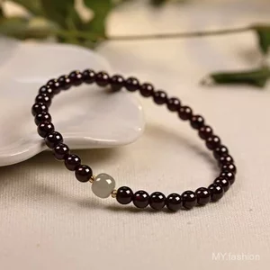 Vòng tay màu đỏ lựu, Vòng tay kính mỏng hình tròn đơn Niche, Quà tặng cho sinh viên Bạn gái