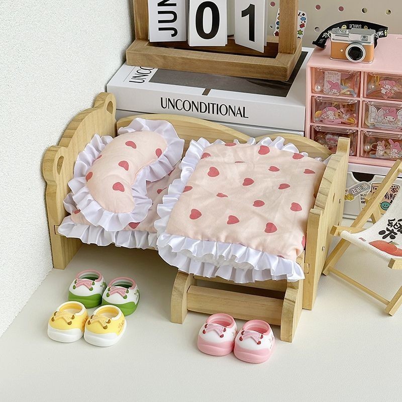 20cm Cotton Búp Bê Ngủ Bộ Ba Mảnh 40cm Búp Bê Công Chúa Búp Bê Giường Nhỏ Chăn Gối Chơi Nhà