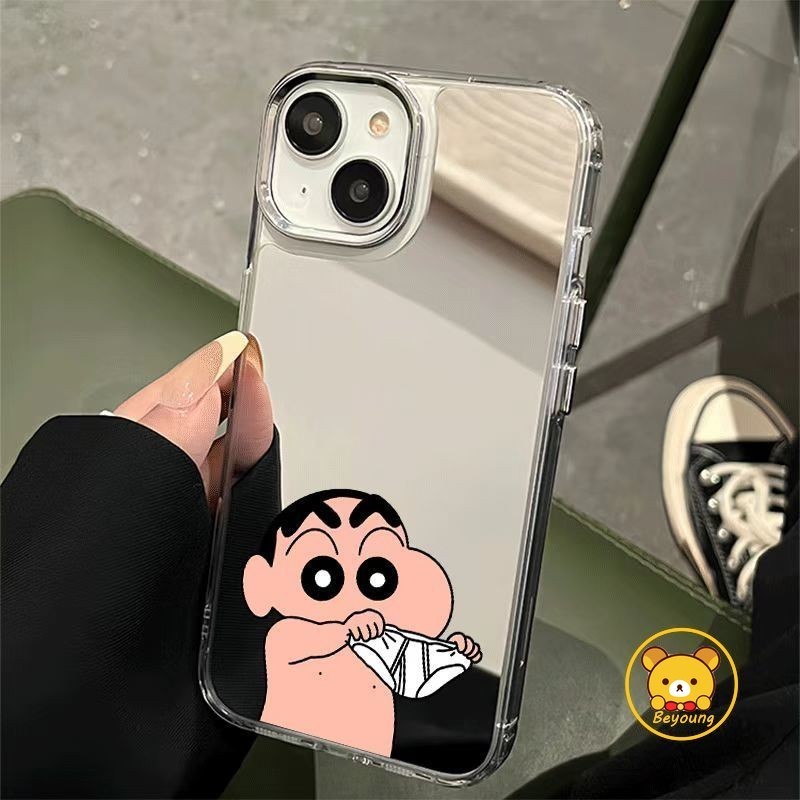Ốp Điện Thoại Gương Crayon Shin-chan Dễ Thương Cho OPPO Reno 15F 15 Pro Max Mini 15C 14F Find X9 X9S X8 Ultra X8S K15 K14 K14X K13S K13 Turbo Pro Plus Ốp Lưng Hoạt Hình
