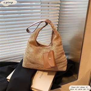 Túi Đeo Vai CPINCP, Túi Rơm Dung Tích Lớn Bím Handmade, Túi Xách Lớn Mây Dệt Dễ Thương Cho Nữ Bé Gái