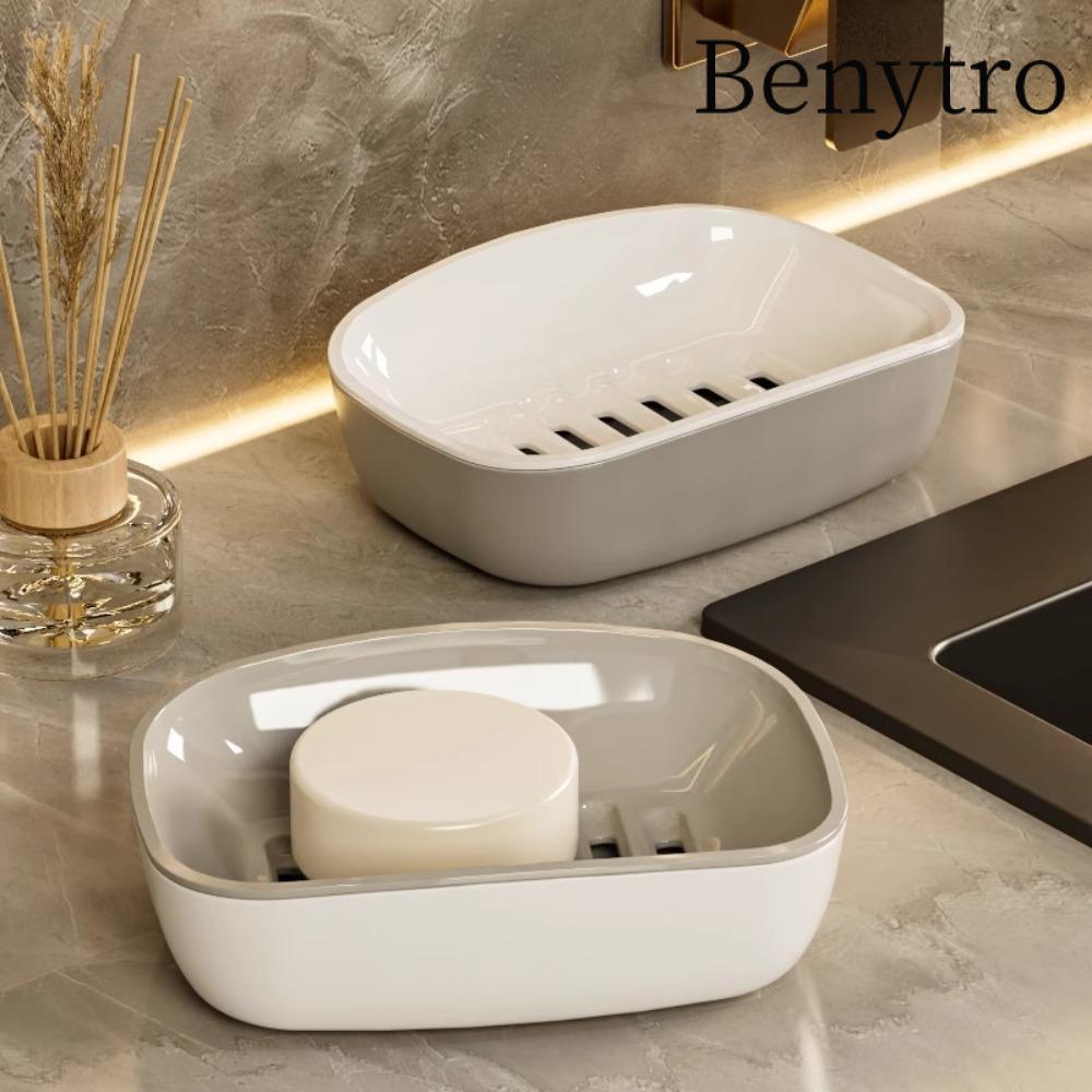Benytro Đĩa Xà Phòng BENYTRO, Hộp Xà Phòng Nhựa Hai Lớp, Tiết Kiệm Không Gian Chống Trơn Trượt Sáng Tạo Dễ Dàng Vệ Sinh Hộp Đựng Xà Phòng Nhà Bếp