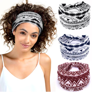 Băng đô rộng vành dành cho nữ Bohemian In hình đàn hồi Băng đô thấm mồ hôi Băng đô thể thao Yoga Headband