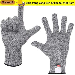 Găng tay bảo hộ POCKETN, Sản phẩm gia dụng Găng tay câu cá chống mài mòn, Găng tay chống trượt HPPE Level 5 bền bỉ Kim loại