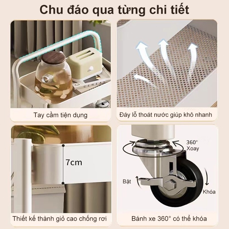Xe đẩy spa thép cacbon Kệ để đồ có thể gập lại không cần cài đặt Xe đồ đa năng