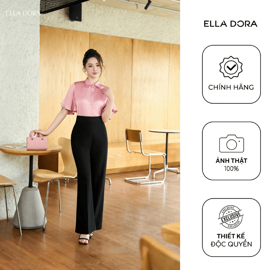 Quần công sở nữ ELLA DORA thiết kế ống suông cạp cao form ôm thanh lịch sang trọng màu ĐEN [Q16]