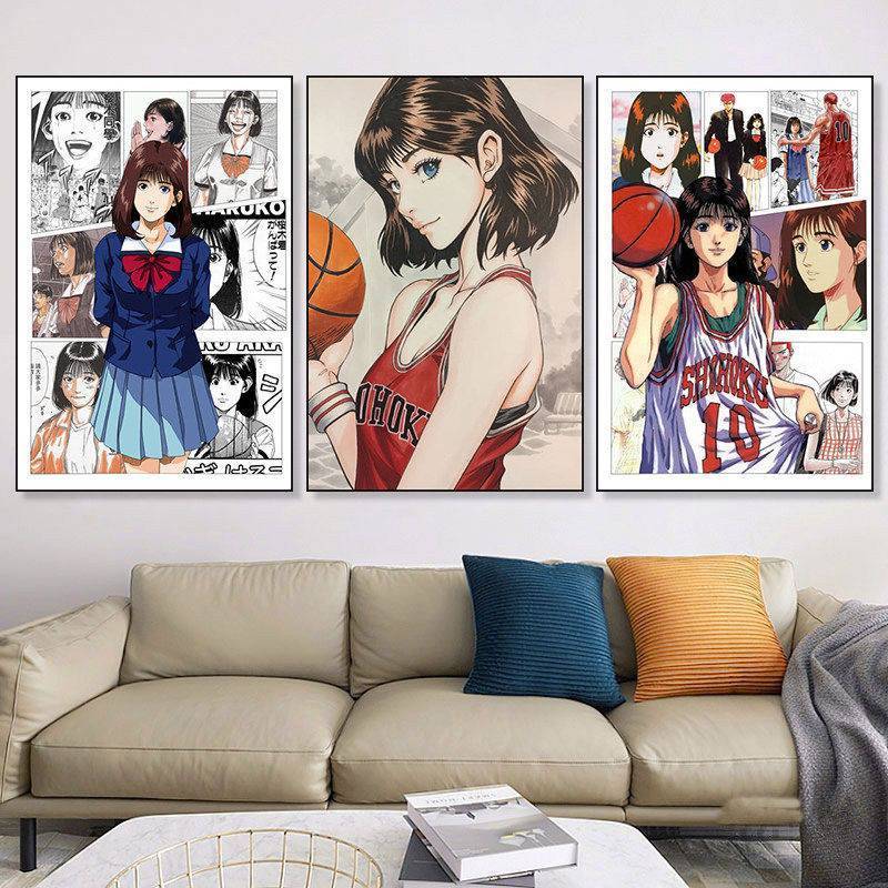Akagi Haruko Canvas Poster Slam Dunk Anime Không Khung Chống Thấm Nước HD In Nghệ Thuật Treo Tường Cho Phòng Ngủ Trang Trí Nhà