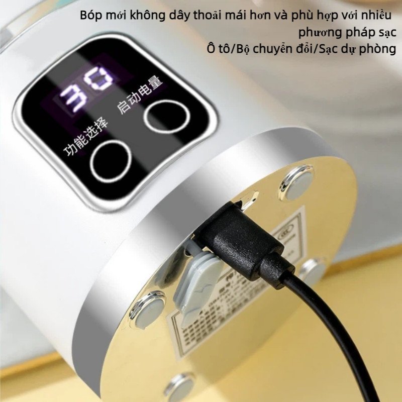 máy xay sinh tố cầm tay 10 lưỡi dao thép không gỉ dung tích 450ml sạc USB dễ mang theo đi học đi làm