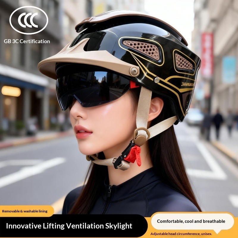 QMP 3C Được Chứng Nhận Điện Xe Máy Mũ Bảo Hiểm Mùa Hè Che Nắng Mũ Bảo Hiểm Unisex Nhẹ Thoáng Khí Chống Sốc Mũ Bảo Hiểm