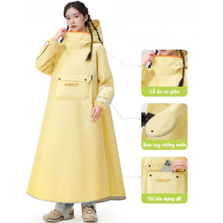 Áo Mưa Vải Oxford Cao Cấp Cho 1 Người, Áo Mưa Chống Thấm Tuyệt Đối Có Túi & Bao Tay, Đi Mưa An Toàn
