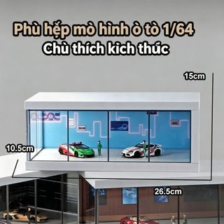 1: 64 Diecast Display Case Clear Acrylic LED Chiếu sáng Chống bụi USB Powered Hội cho Bộ sưu tập