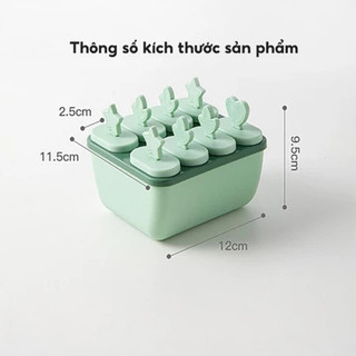 Khuôn Làm Kem 8 Ngăn Nhựa PP An Toàn Sức Khoẻ Khay Làm Kem Que Thạch Hoa Quả Dễ Sử Dụng