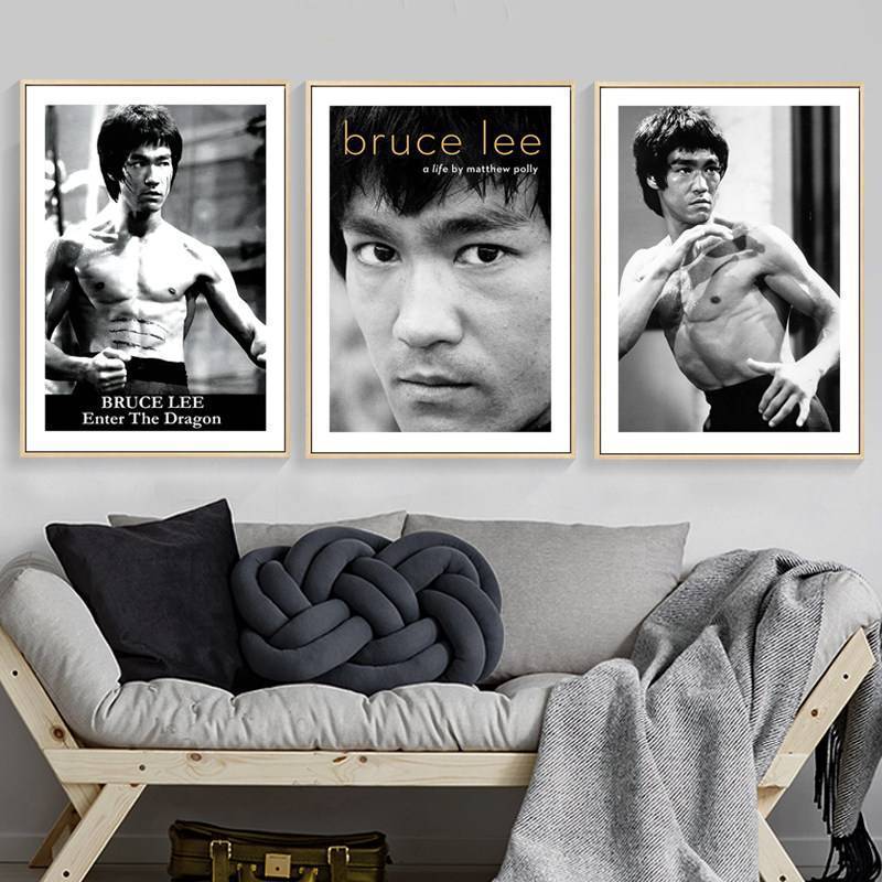 Bruce Lee Retro Vintage Poster Không Khung Tranh Vải Chống Thấm Nước, Kung Fu Ngôi Sao Treo Tường Nghệ Thuật Cho Phòng Khách Phòng Tập Gym Quyền Anh Câu Lạc Bộ Thanh Trang Trí
