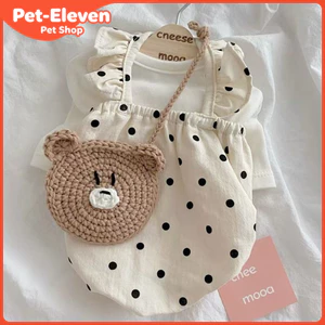 Quần Áo Mèo Mùa Hè Chấm Bi Đầm Chó Công Chúa Áo Vest Mỏng Chống Trơn Cho Thú Cưng Vàng Chuyển Đổi Muppets