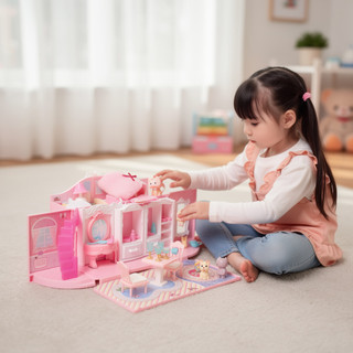 Công Chúa Nhà Búp Bê Playset Màu Hồng Mang Theo Túi Búp Bê Mini Xe Tay Ga Đồ Chơi Quà Tặng Bé Gái