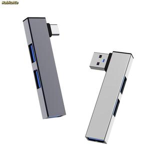 [Vận chuyển nhanh] HABITATCO USB-C HUB, Bộ chia khuỷu tay 3 TRONG 1 Type-C, Máy tính xách tay hợp kim nhôm đa năng PC Bộ chuyển đổi OTG tốc độ cao Phụ kiện máy tính