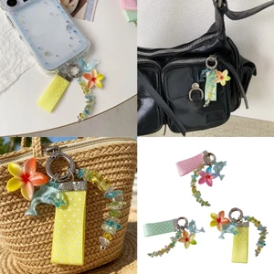 Móc khóa theo chủ đề đại dương Yoo Whimsical Kết hợp chấm cá heo và họa tiết hoa Mặt dây chuyền cá heo nghệ thuật để sử dụng hàng ngày