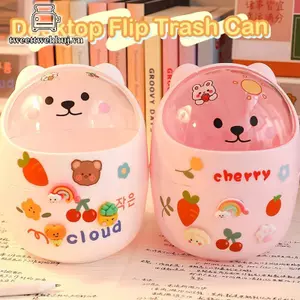 Tweeduj Dễ Thương Sáng Tạo Nhà Để Bàn Có Nắp Thùng Rác Nhỏ Mini Kawaii Phòng Ngủ Để Bàn Hộp Bảo Quản Bút Cho Một Stier VN