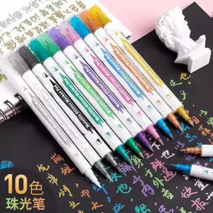 Bút kim loại đẹp hai đầu Bút màu Ryujin Nhấp nháy Sổ tay đánh dấu hai đầu Graffiti DIY Thẻ đen Album ảnh Bút