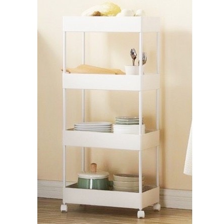 Kệ đựng đồ đa năng 4 tầng, có bánh xe đẩy tiện lợi