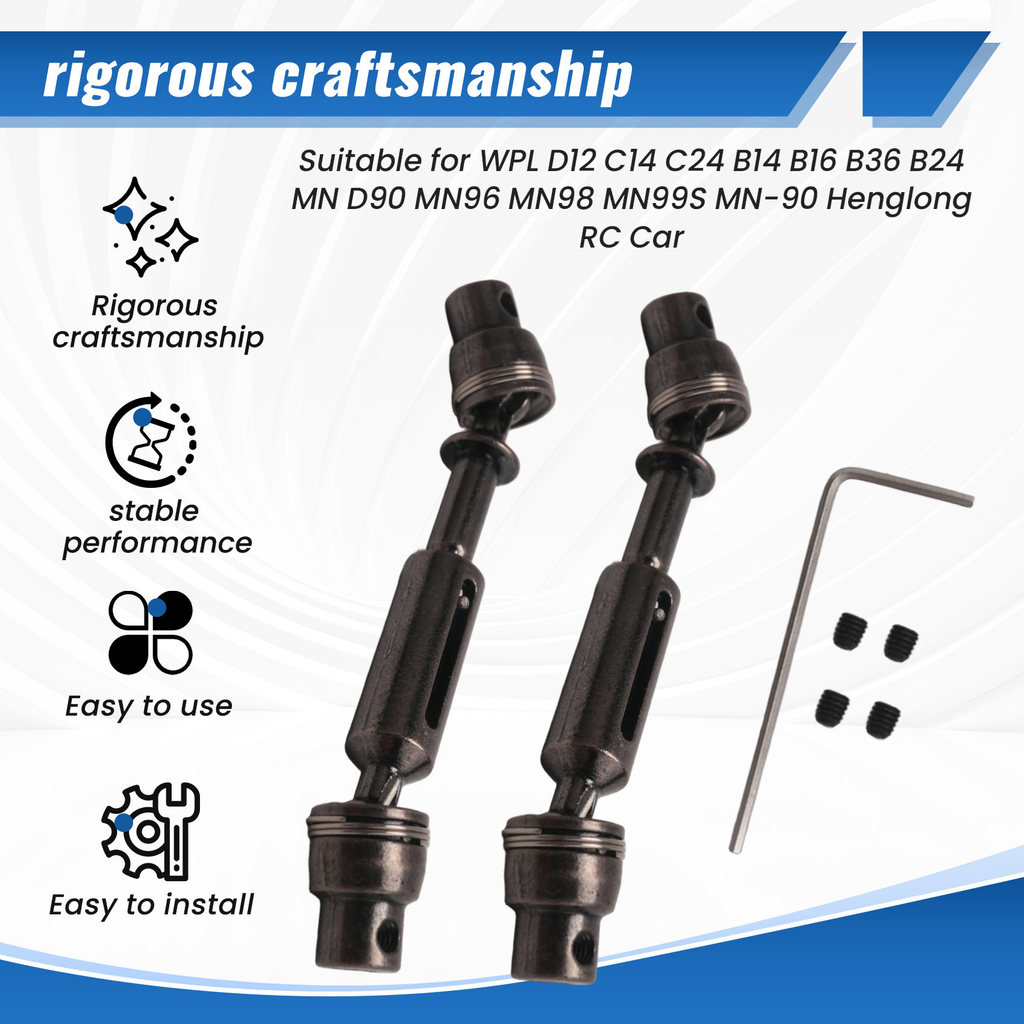 2 Chiếc Trục Truyền Động Kim Loại CVD Cho D12 C14 C24 B14 B36 B24 MN D90 MN99S MN-90 RC Xe Nâng Cấp Phần Phụ Kiện