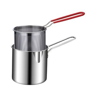 Nồi thép không gỉ nhỏ cho gia đình, có bộ lọc, tiết kiệm dầu, dùng được cho bếp từ