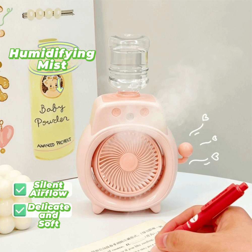 Quạt phun làm mát máy tính để bàn di động LACYES, Máy phun sương nhẹ nhàng hoạt động tiếng ồn thấp Quạt tạo độ ẩm yên tĩnh, Thiết kế phong cách nhỏ gọn Trang trí quạt bàn gió thoải mái cho 500mAh