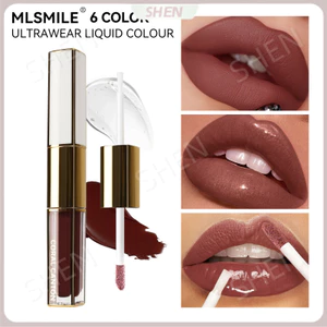 6 Màu Bóng Nước Hai Đầu Lip Glaze Chống Thấm Nước Chống Dính Cốc Son Môi Áo Mưa Đa Năng 2 Trong 1