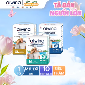 Tã dán người lớn Aiwina siêu mỏng và siêu mềm size M/L/XL túi 10 miếng