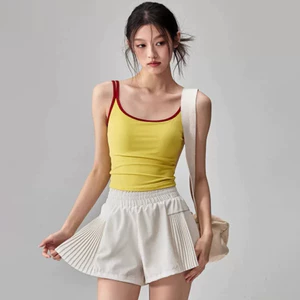 Yoga Clothes Vest with Chest Pad Sports Underwear Shorts Slimming Sleeveless Pilates Beautiful Back Tank-Top Suit eF99