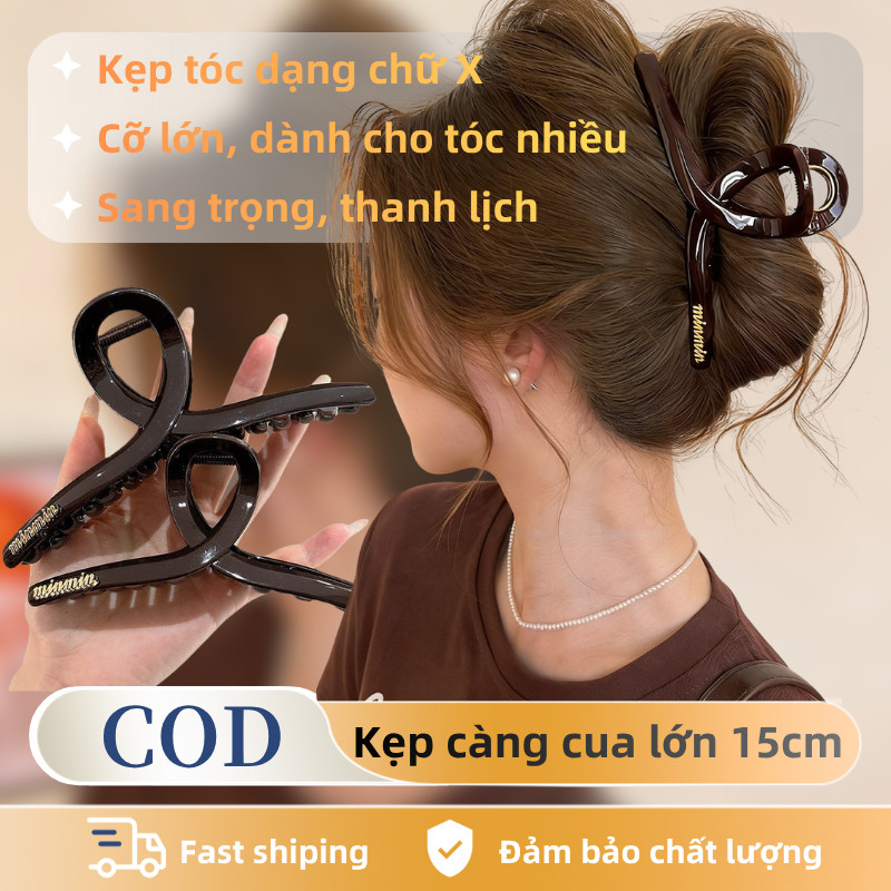 Kẹp Càng Cua Kim Loại Cỡ Đại 15cm – Bản Dày Mạ Bóng, Dành Cho Tóc Dày, Phụ Kiện Tóc Nữ Cao Cấp
