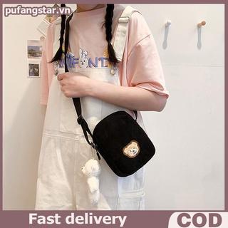 Pufangstar Di Động Corduroy Gấu Điện Thoại Túi Đeo Ngang Điện Thoại Di Động Ví Đựng Tiền Xu Thời Trang Túi Nhỏ Corduroy Túi Mini VN