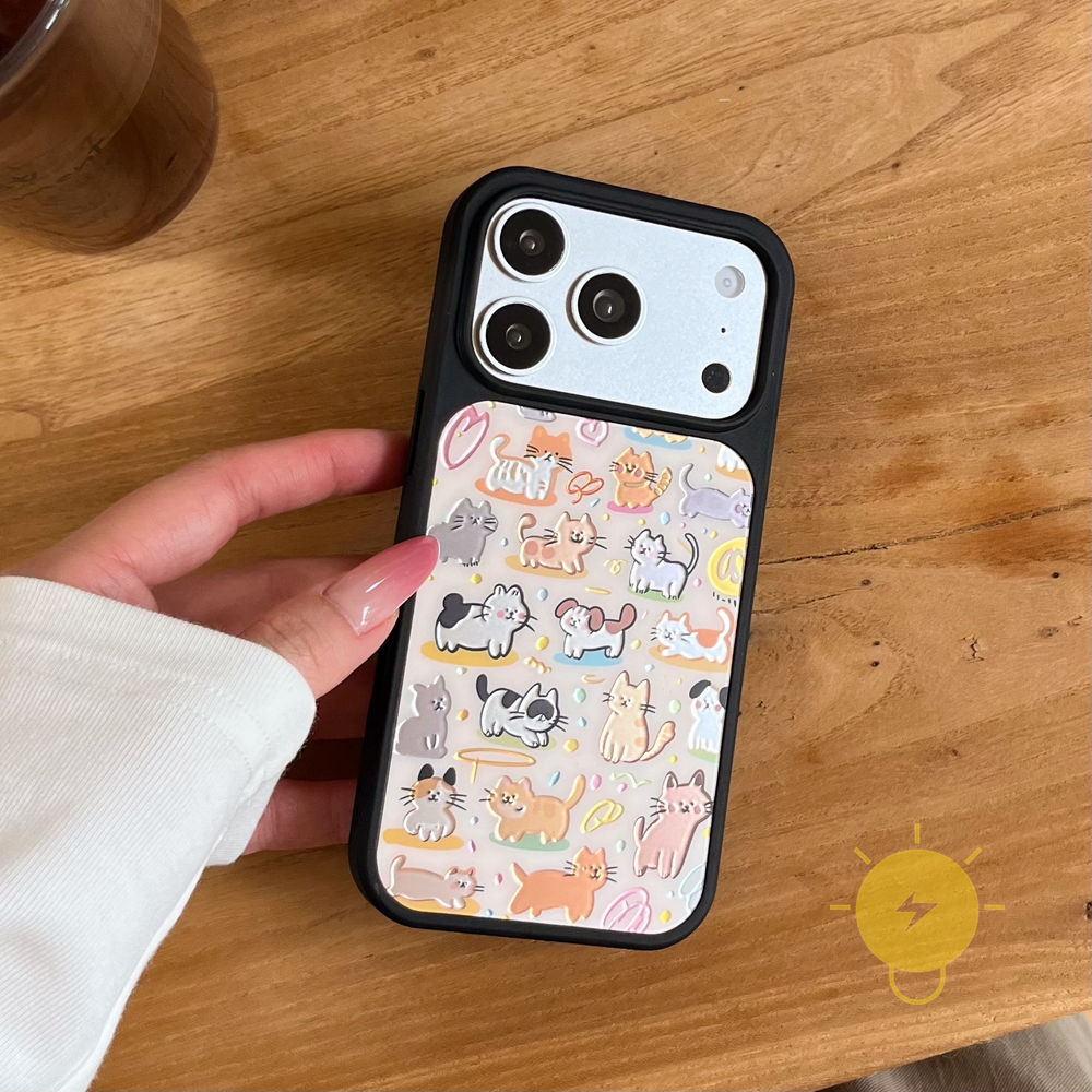 Phone Case For iPhone 17 Pro Max 16 15 14 13 TPU Cartoon Animal Gilding Aesthetic Korean Cute