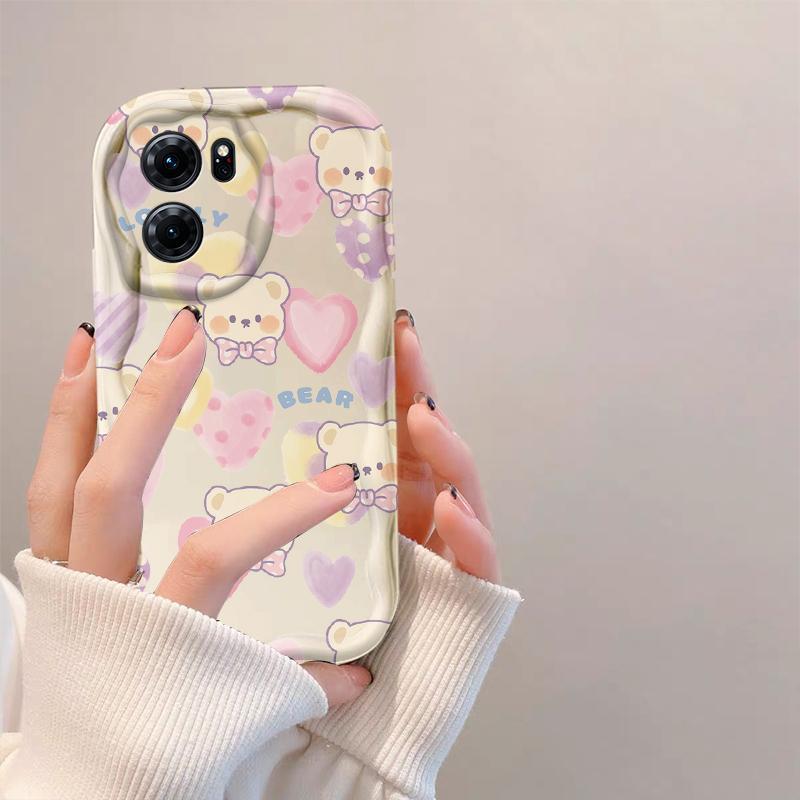 Thích Hợp Cho OPPO A5X A6 Pro A6X 4G 5G 3D Thẩm Mỹ Mềm TPU Gấu Tình Yêu Hoa Chống Sốc Trường Hợp Điện Thoại
