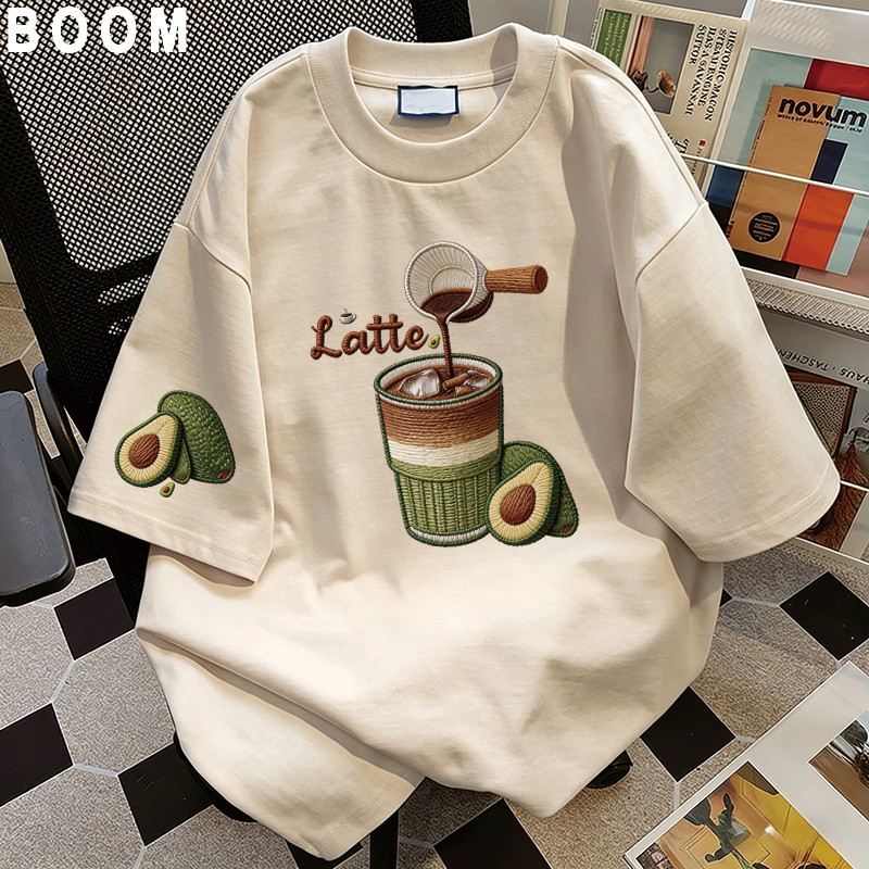 BOOM Áo thun nữ kiểu hàn quốc form rộng tay lỡ cổ tròn cotton Mát-Hè hot trend in cách dễ thương Áo phông form vừaV17
