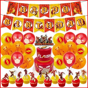 ST2 Chủ Đề Flash Trẻ Em Trang Trí Tiệc Sinh Nhật Cờ Biểu Ngữ Bánh topper Bóng Bộ Cung Cấp TS2