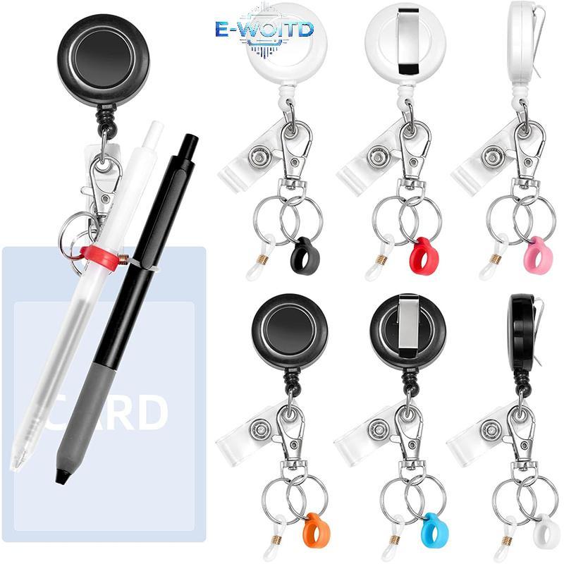 E-WOITD Hộp Đựng Bút Có Thể Thu Vào Móc Khóa Kéo Huy Hiệu Cuộn Dây ID Dây Đeo Thẻ Tên Huy Hiệu Cuộn Dây Móc Khóa Lò Xo Dụng Cụ Ngoài Trời E-WOITD